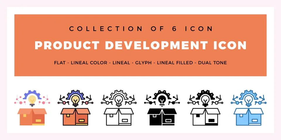Pack of 6 Vector Product Development icon Illustrazione stock