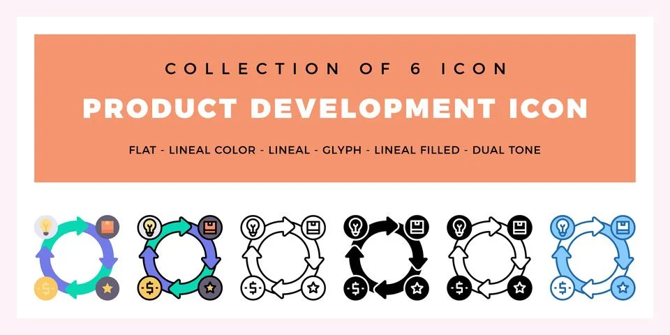 Pack of 6 Vector Product Development icon 스톡 일러스트