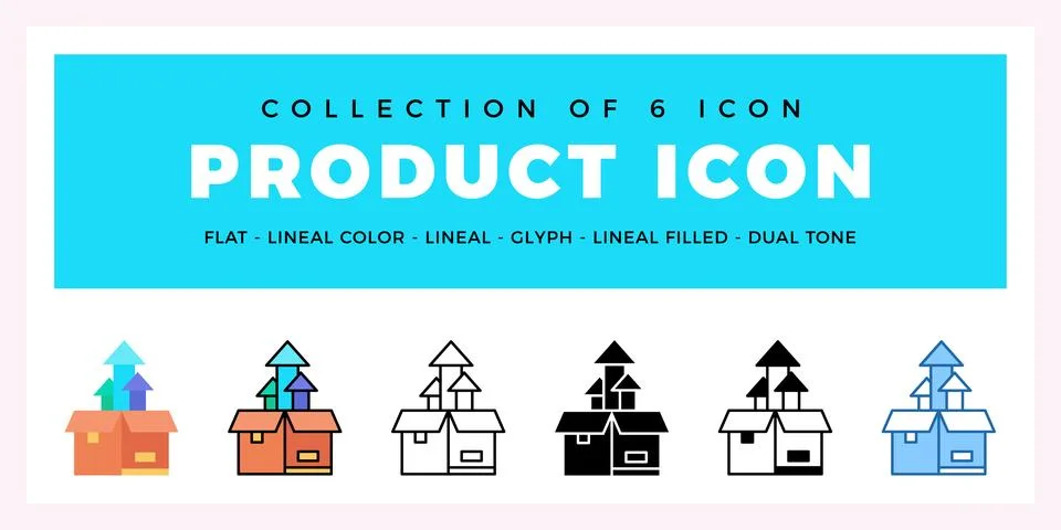 Pack of 6 Vector Product icon Stock Illustration