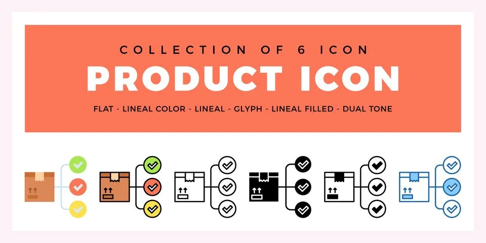 Pack of 6 Vector product icon Stock Illustration