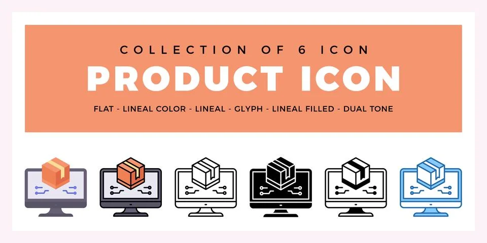 Pack of 6 Vector Product icon Stock Illustration