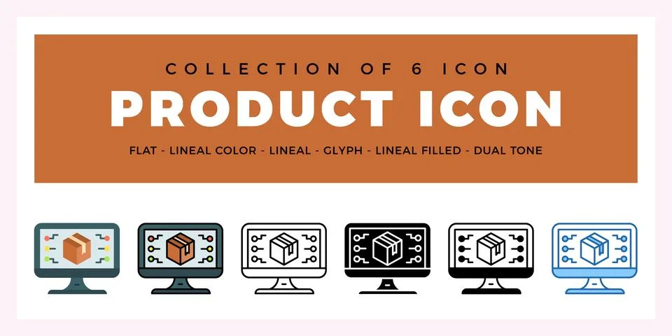 Pack of 6 Vector product icon Stock Illustration