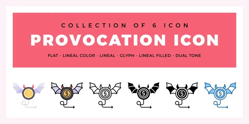 Pack of 6 Vector Provocation icon Stock Illustration