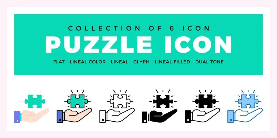 Pack of 6 Vector Puzzle icon イラスト素材
