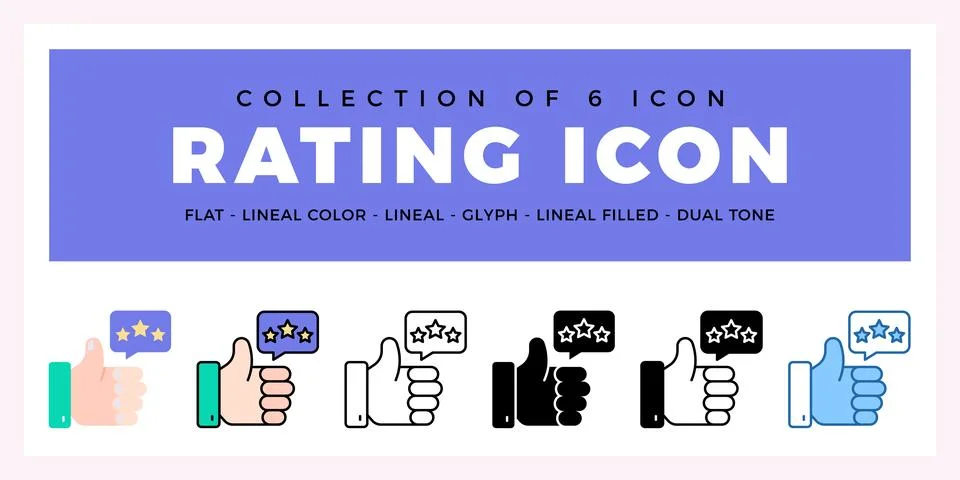 Pack of 6 Vector Rating icon Stock Illustration
