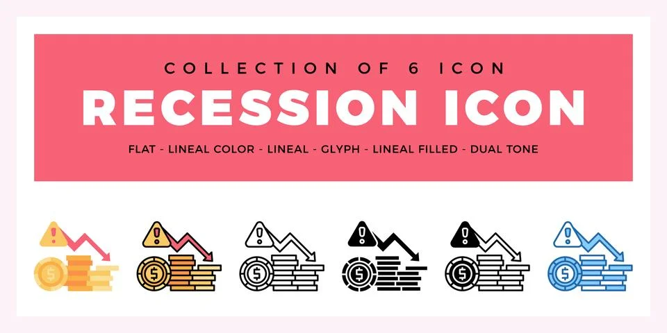 Pack of 6 Vector Recession icon Stockillustratie