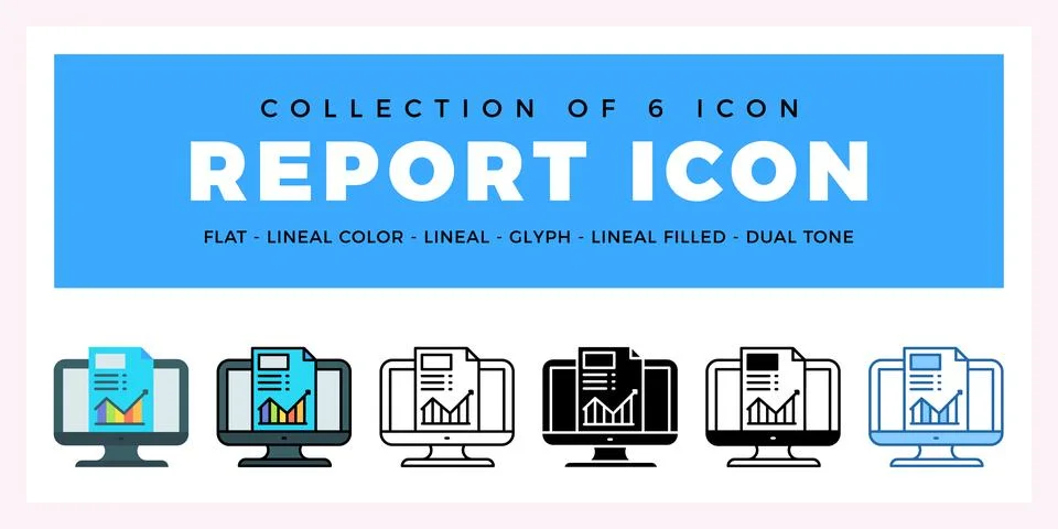 Pack of 6 Vector report icon Stock Illustration