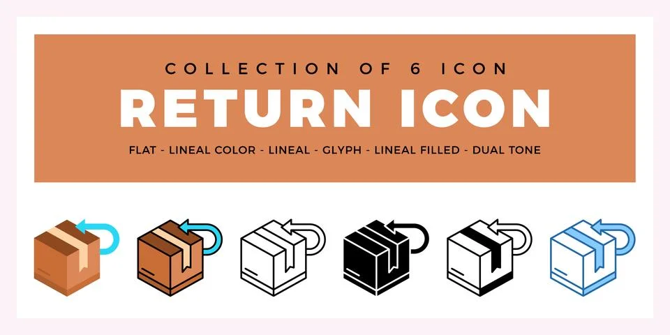 Pack of 6 Vector Return icon Illustrazione stock