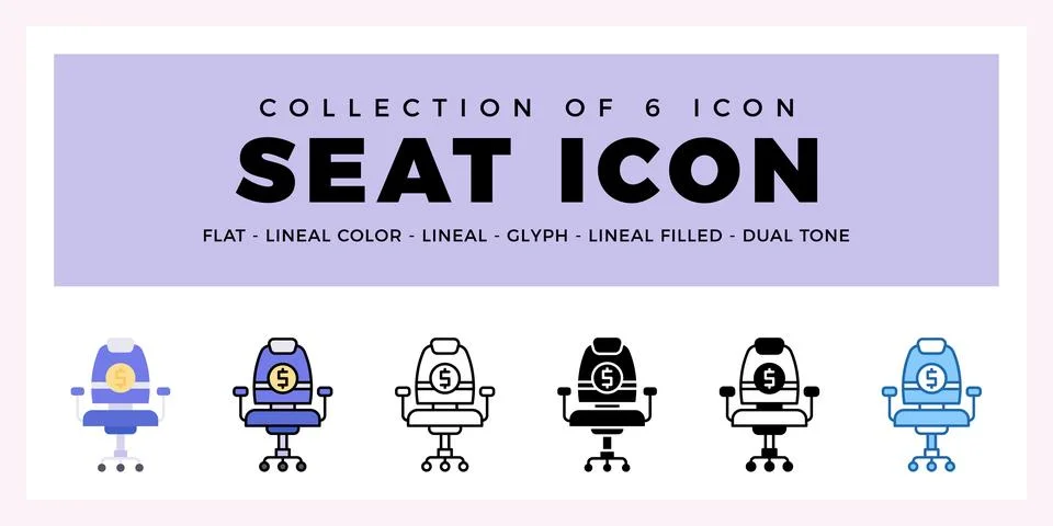 Pack of 6 Vector Seat icon Ilustração Stock