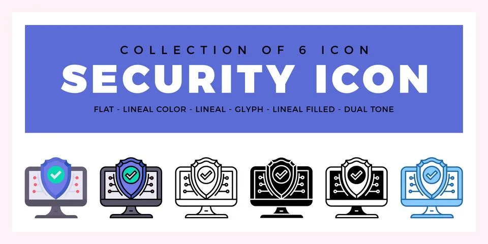 Pack of 6 Vector Security icon Stock Illustration