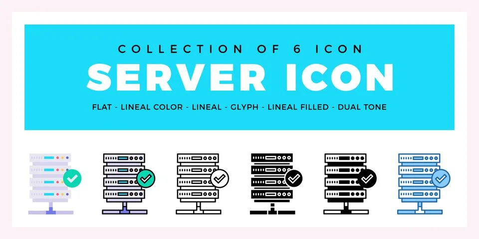 Pack of 6 Vector Server icon Illustrazione stock
