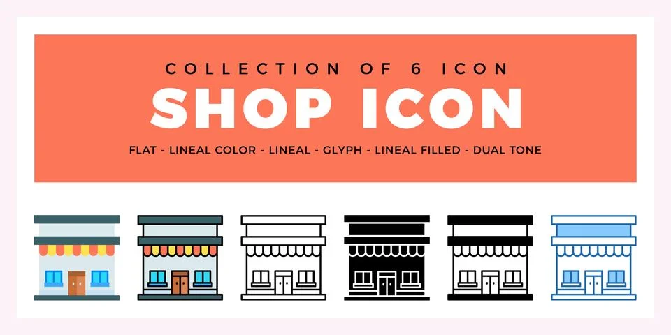 Pack of 6 Vector shop icon Ilustración de archivo
