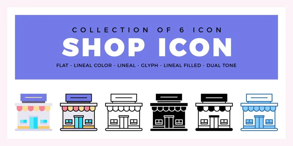 Pack of 6 Vector Shop icon Ilustración de archivo
