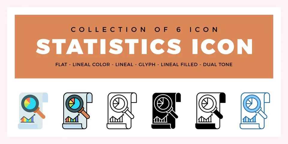 Pack of 6 Vector Statistics icon Stock Illustration
