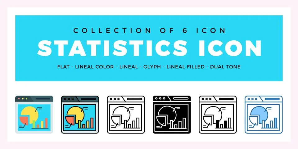 Pack of 6 Vector Statistics icon 스톡 일러스트