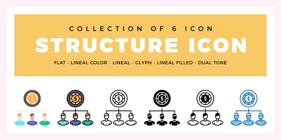 Pack of 6 Vector Structure icon Stockillustratie