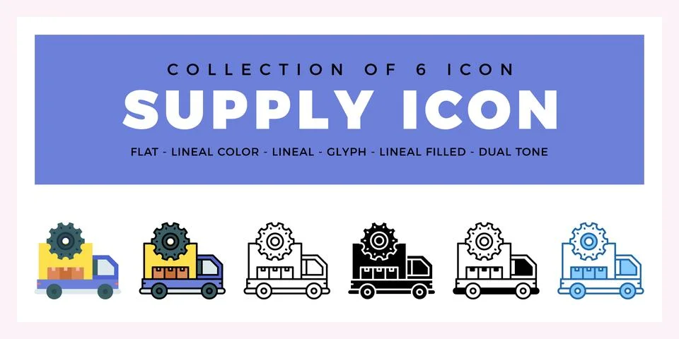 Pack of 6 Vector supply icon Stock Illustration