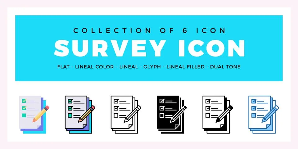 Pack of 6 Vector Survey icon Stock Illustration