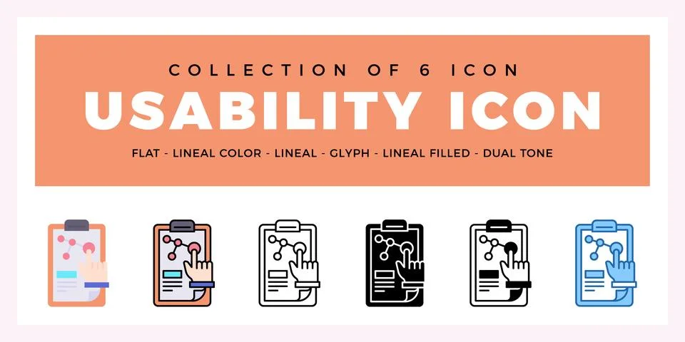 Pack of 6 Vector Usability icon Illustrazione stock