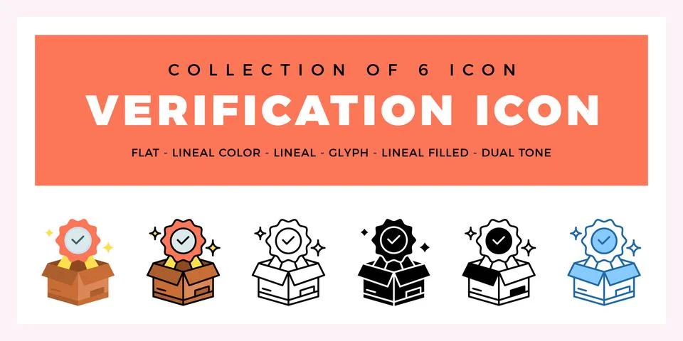 Pack of 6 Vector Verification icon Illustrazione stock