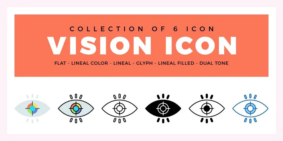 Pack of 6 Vector vision icon Stock Illustration