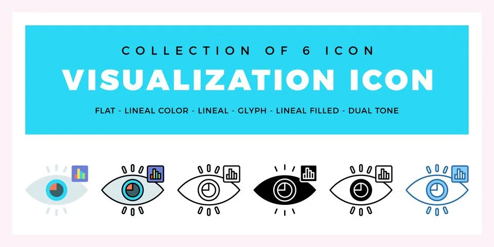 Pack of 6 Vector visualization icon Stockillustratie