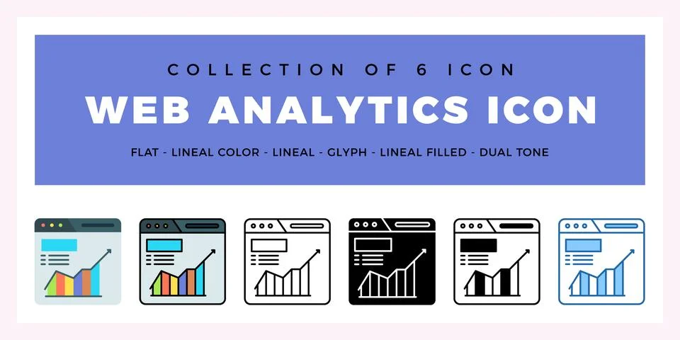 Pack of 6 Vector web analytics icon 스톡 일러스트