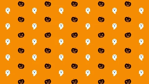 Pack of 8 Halloween Pattern Pumpkin and Ghost in Black, White and Orange Stock Footage 118062151