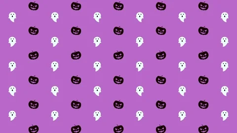 Pack of 8 Halloween Pattern Pumpkin and Ghost in Black, White and Purple Stock Footage 118078238