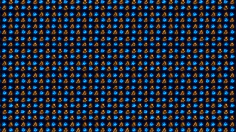 Pack of 8 Halloween Witch Hat and Bat in Neon Orange and Blue Tiled Stock Footage 117970907