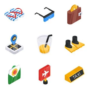 Pack of Accessories Flat Icon Stock Illustration