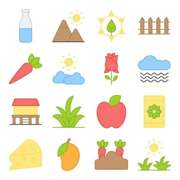 Pack of Accessories Flat Icons Stock Illustration