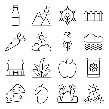 Pack of Accessories Linear Icons Stock-Illustration