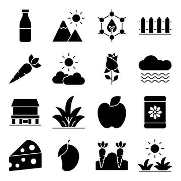 Pack of Accessories Solid Icons Stock Illustration