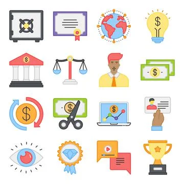 Pack of Achievement Flat Icons Illustrazione stock