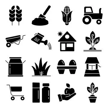 Pack of Agriculture Solid Icons Illustrazione stock