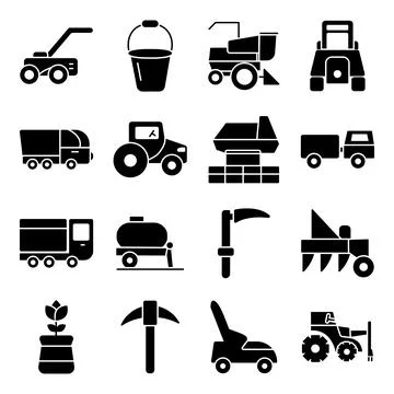 Pack of Agronomy Solid Icons Stock Illustration