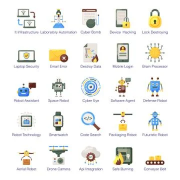 Pack Of Ai Flat Icons Stock Illustration