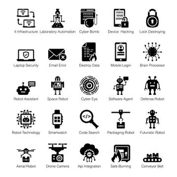 Pack Of Ai Solid Icons Stock Illustration
