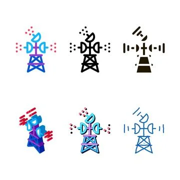 Pack air navigation radar tower icon vector outline Stock Illustration