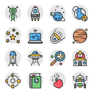 Pack of Alien Flat Icons Illustrazione stock