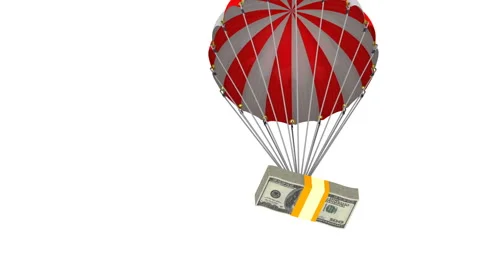 Pack of American dollars is parachuting Stock Footage 132002504