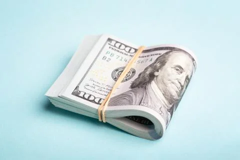 Pack of american dollars in rubber. Stock Photos