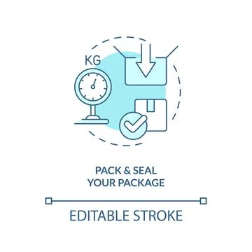 Pack and seal your package turquoise concept icon Illustrazione stock