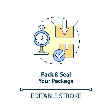 Pack and seal your package concept icon Stock Illustration