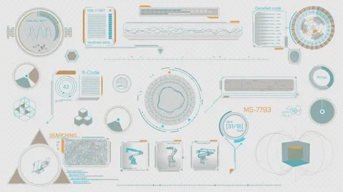 Pack of animated HUD elements for high-tech interface 스톡 동영상 289399452