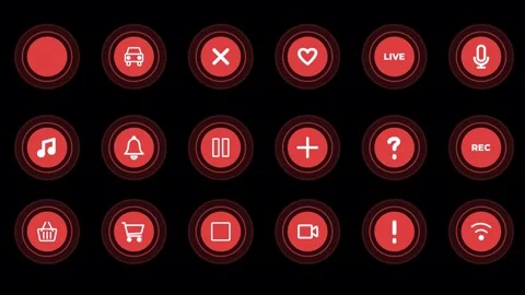 Pack of animated pulsing circle icon buttons. Alpha, ProRes 4444. Stock Footage 315075605