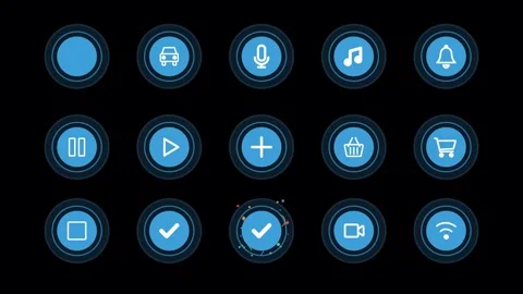 Pack of animated pulsing circle icon buttons with alpha channel. Stock Footage 315075680
