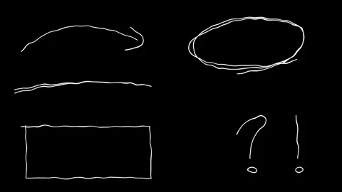 Pack of animations with hand drawn effect symbols. Circle, rectangle, smile, Video stock 303440426