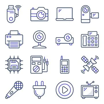 Pack of Appliance and Electronic flat Icons Stock Illustration